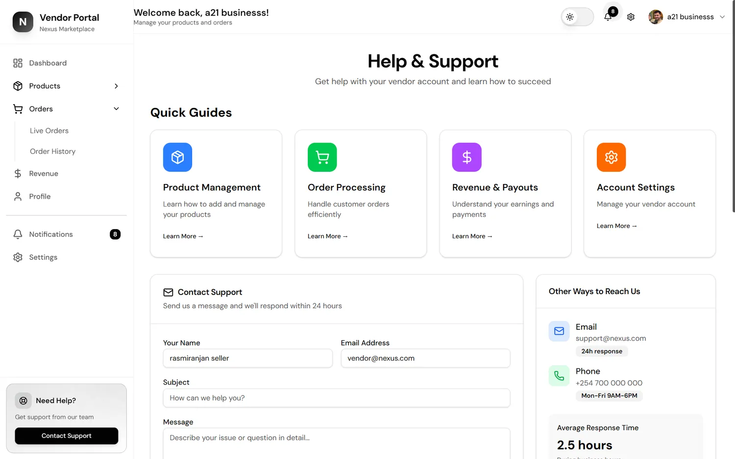 Vendor Dashboard screenshot 15